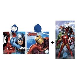 Ensemble Poncho Et Serviette - Avengers Marvel - 55 X 110 Cm - 70 X 140 Cm - 100% Polyester - Bleu