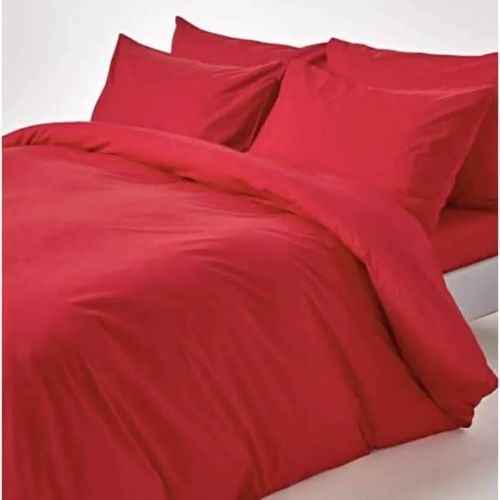 Housse De Couette - Home Deco - 140x200 Cm - 100% Coton - Rouge - Uni