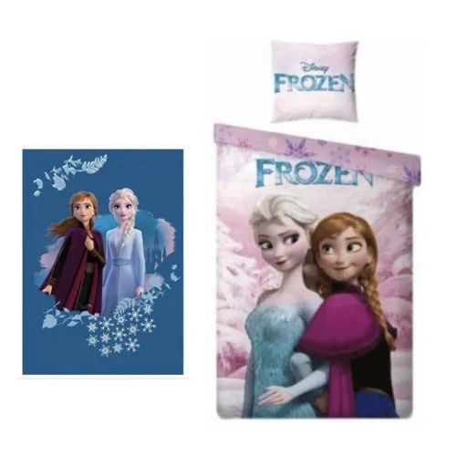 Parure De Couette - Reine Des Neiges - 140 X 200 Cm - Taie D'oreiller Incluse - Plaid 100 X 140 Cm - 100% Coton