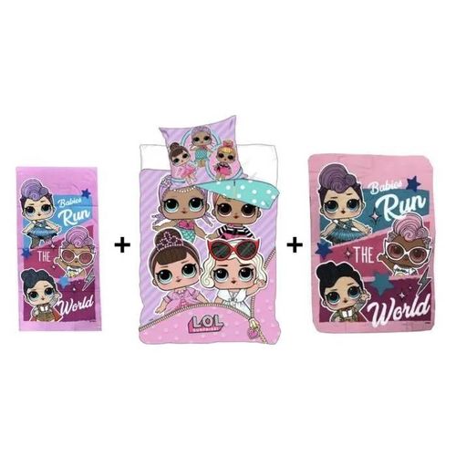 Lol Surprise - Ensemble Parure De Couette 140 X 200 Cm + Plaid 100 X 140 Cm + Serviette 70 X 140 Cm