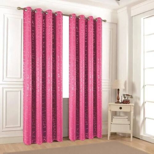 Rideau Occultant - Zurich - Fuchsia - 140 X 260 Cm - 8 ?illets - Motifs Argentés