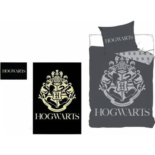 Parure De Lit - Harry Potter - Phosphorescente - Housse De Couette Et Taie - Noir - Enfant