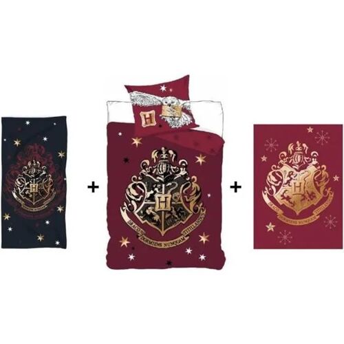 Harry Potter - Ensemble Parure De Couette 140 X 200 Cm + Plaid 100 X 140 Cm + Serviette 70 X 140 Cm