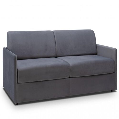 Canapé lit express COLOSSE couchage 140 cm matelas épaisseur 22 cm à mémoire de forme velours gris anthracite