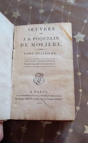 Oeuvres De J. B Poquelin 1813 Tome Quatrième