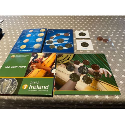 Lot Pièces Euros Irlande Bu 2013 Série 2004 2x2€ Commémoratives  Année 2012/2015 Les 3 Pièces 1 2 5 Ct Année 2002 Rare Pièces Neuves Unc Et Protégée