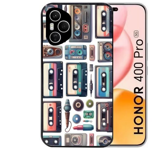 Coque Noire Pour Honor 400 Pro 5g Motif Cassette Multi