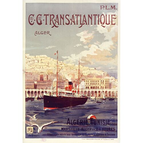 Affiche Compagnie Générale Transatlantique Algérie Tunisie