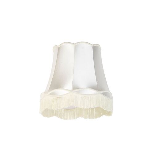 Qazqa Rétro Soie Abat-Jour En Soie Crème 45 Cm - Mamie , Rond Oblique Abat-Jour Suspendu ,Abat-Jour Lampadaire