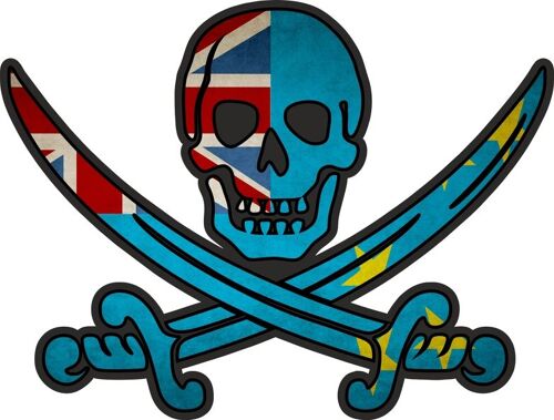 Autocollant Sticker Pirate Jack Rackham Calico Drapeau Pays Tuv Tuvalu