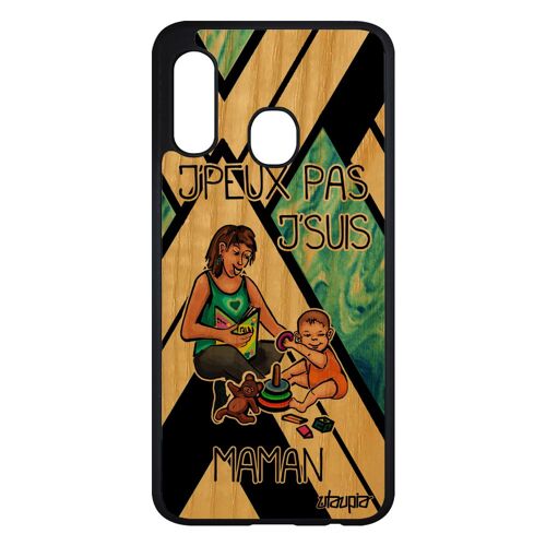 Coque En Bois Humour J'peux Pas J'suis Maman Samsung A20e Silicone Naissance Fille Bd Cadeau D'anniversaire Parent Etui Jpeux Galaxy