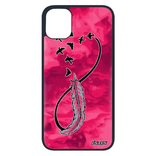 Coque Infini Iphone 11 Pro Silicone Plume Housse Oiseau Pastel Univers Rose Nuage Fidelité Femme Rigide Ciel Design Noir Amour