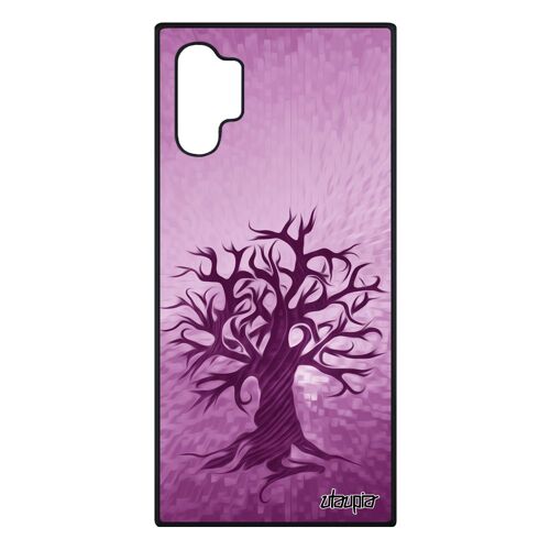 Coque Samsung Note 10+ Plus silicone peinture arbre case artistique violet smartphone motif zen aluminium bumper ecolo de vie galaxy
