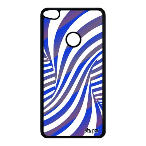 Coque illusion d'optique Huawei P8/P9 Lite 2017 silicone rigide graphique metal effet etui tourbillon bleu mirage telephone bicolore