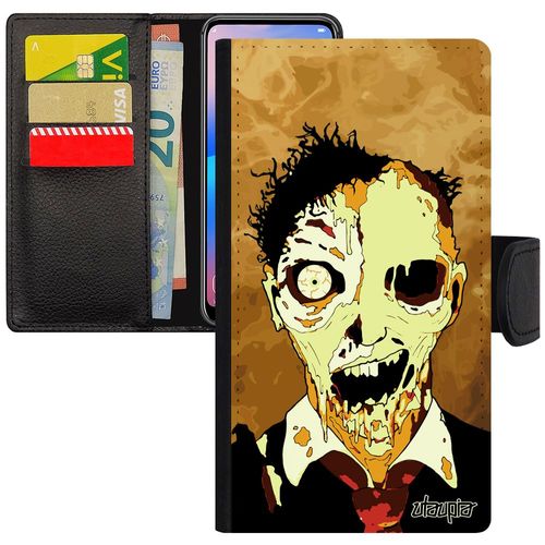 Coque Iphone 12 Mini Rabat Zombie Telephone Nuage Pu Orange Squelette Fumee Terrifiant Mort Vivant Revenant Halloween Pas Cher