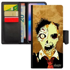 Coque Samsung Galaxy A21s Simili Cuir Zombie De Protection Brouillard Revenant Smartphone Orange Flip Case Halloween Telephone Fumee