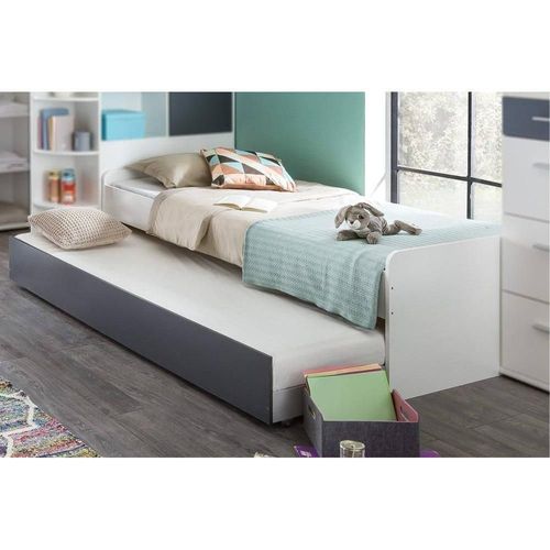 Lit Gigogne Volverine Blanc Rechampis Anthracite 90 X 200 Cm