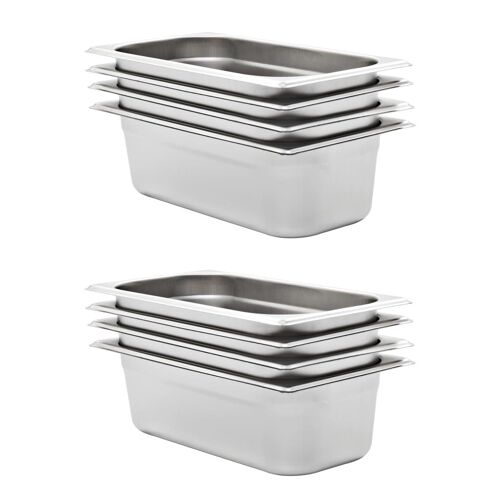 Vidaxl Récipients Gastronorm 8 Pcs Gn 1/3 100 Mm Acier Inoxydable