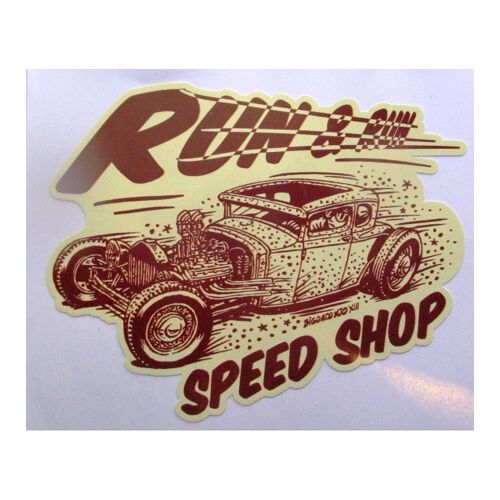Sticker Run & Run Hot Rod Speed Shop 10x7.5 Cm Bigdaddyjo Autocollant