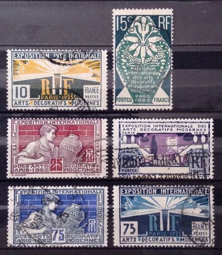 Série Exposition Arts Décoratifs 1924 - N° 210, 211, 212, 213, 214, 215 Obl - Cote 14,00 - France Année 1924 - N25520