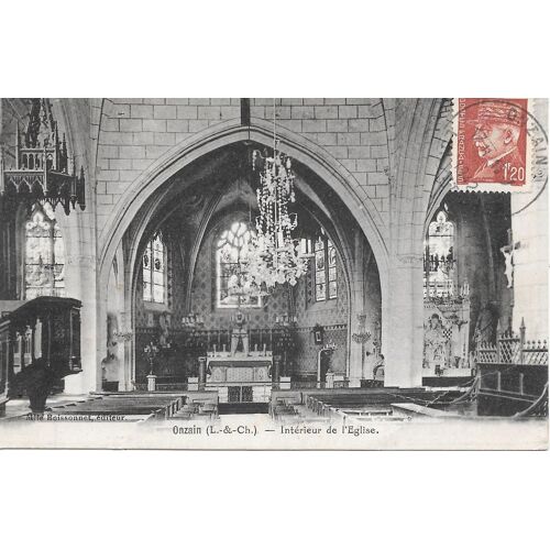 Carte Postale Onzain (Loir-Et-Cher) : Intérieur De L'eglise - 1942