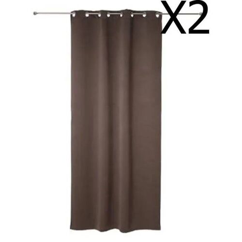 Lot De 2 Rideaux Occultant Coloris Taupe - Dim : 140 X 260 Cm
