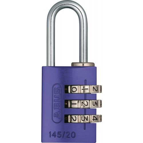 Cadenas à code - en aluminium - 3 molettes - 20 mm - Violet - 145 ABUS