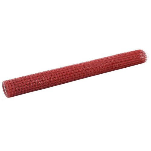 Vidaxl Grillage Acier Avec Revêtement En Pvc 25x1,5 M Rouge