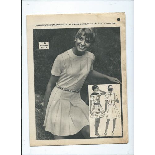 Femmes D'aujourd'hui Supplément Patron N°8400 Robe Taille 44, Du 25 Mars 1970 N° 1299