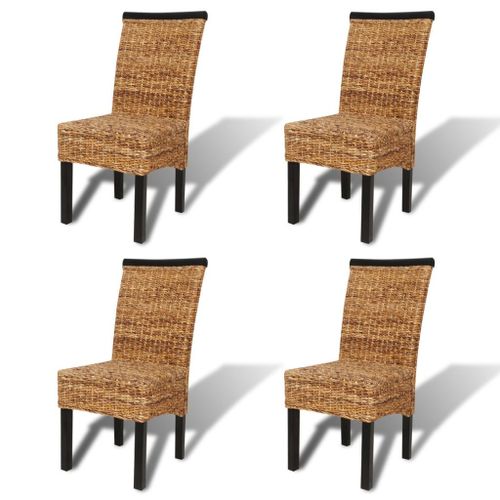 Lot De 4 Chaises De Salle À Manger Cuisine Design Moderne Bois Solide De Manguier Et Abaca Cds021337