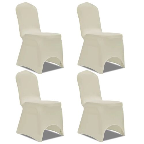 Housse De Chaise Extensible 4 Pcs Crème Dec022359