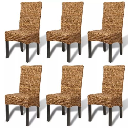 Lot De 6 Chaises De Salle À Manger Cuisine Design Moderne Bois Solide De Manguier Et Abaca Cds022245