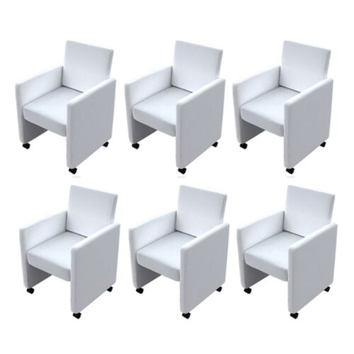 Lot de 6 chaises de salle à manger cuisine design classique et moderne synthétique blanc CDS022166