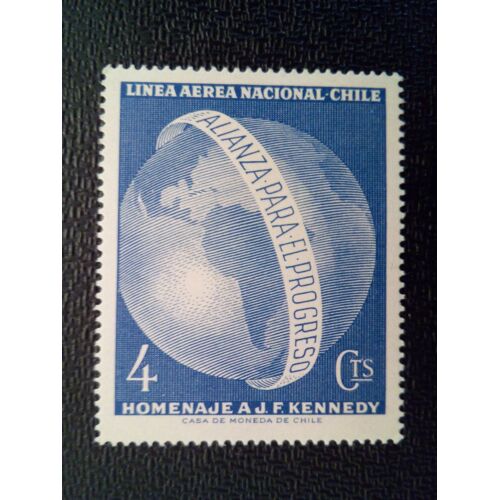Timbre Chili Yt Pa 217 Hémisphère Occidental À La Mémoire De John F. Kennedy 1964 ( 080512 )