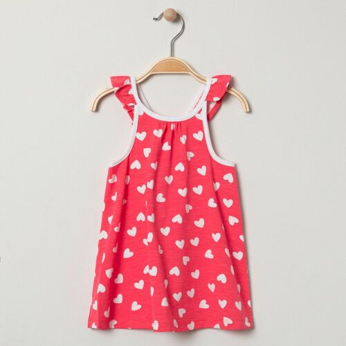 Robe Imprimée À Bretelles Volantées Pour Bébé Fille - Rose Foncé