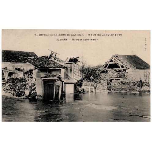 Cpa - Juvigny - Quartier Saint-Martin - Inondations Des 23 Et 25 Janvier 1910