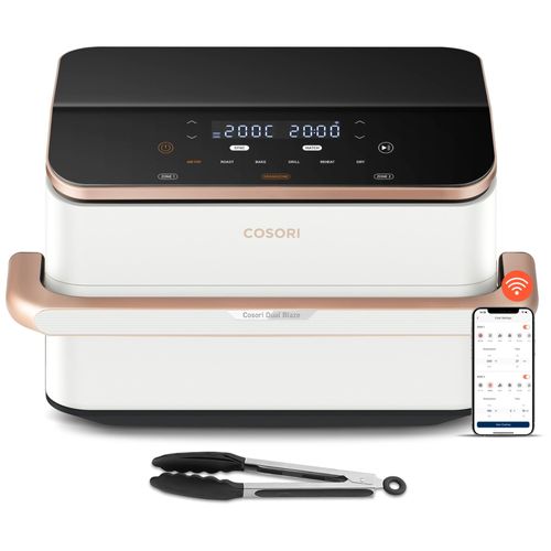 Cosori Dual Blaze Twinfry Chef Edition Double 10 L Autonome 2800 W Friteuse d'air chaud Or rose, Blanc