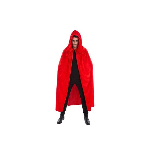 Cape Capuche Velours Rouge Luxe 182cm