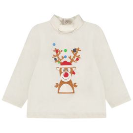 Sous-Pull Col Roulé Print Fantaisie Pour Bébé Garçon - Ecru