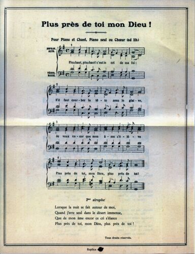 Partition - Chant D'adieu Du Titanic "Plus Près De Toi Mon Dieu