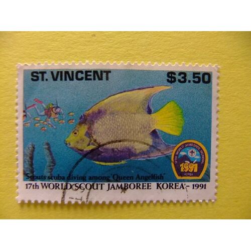 St. Vincent Saint Vincent 1991 World Scout Jamboree Korea Buzo Y Pez Yvert 1336 Fu