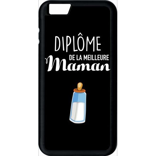 Coque Pour Smartphone - Diplome De La Meilleure Maman - Compatible Avec Apple Iphone 6 Plus - Plastique - Bord Noir