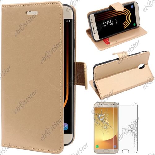 ebestStar ® pour Samsung Galaxy J5 2017 SM-J530F - Housse Coque Etui Portefeuille Support Folio Simi Cuir + Film Protection écran en Verre Trempé, Couleur Or / Doré [Note Importante Lire Description]