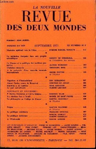 La Nouvelle Revue Des Deux Mondes N°9 - Itinéraire Spirituel Vers La Chine.. Etienne Manoel Manac¿H ..La Médecine Française Face Aux Progrèsscientifiques . Robert De Vernejoul .De ...