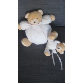 Ours Boule Et Son Bébé Ours Blanc Gaufré Natalys 22 Cm Et 12 Cm