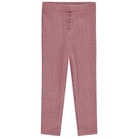 Caleçon Long En Maille Côte Uni Rose Pour Bébé Fille - Rose
