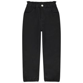 Pantalon Paperbag En Twill Uni Pour Fille - Noir