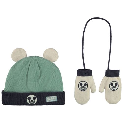 Ensemble Bonnet + Moufles Mickey Disney Pour Bébé Garçon - Vert