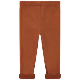Caleçon Uni Côtelé Et Doublé Polaire Pour Bébé Fille - Caramel