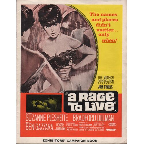 A Rage To Live, Synopsis Dépliant, Walter Grauman, Avec Suzanne Pleshette, Ben Gazzara, Peter Graves